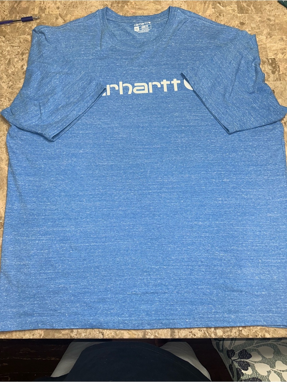 Carhartt Men’s Heather Blue Logo Short Sleeve Tee NS002